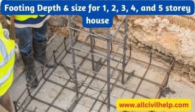 Footing depth & size for 1, 2, 3, 4, and 5 storey houses