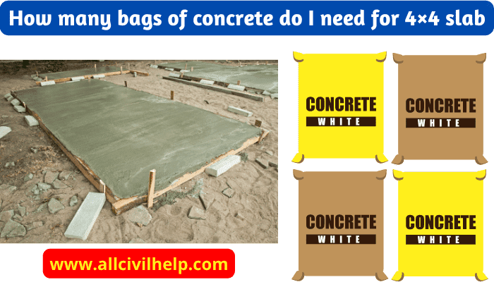 How many bags of concrete do I need for 4×4 slab