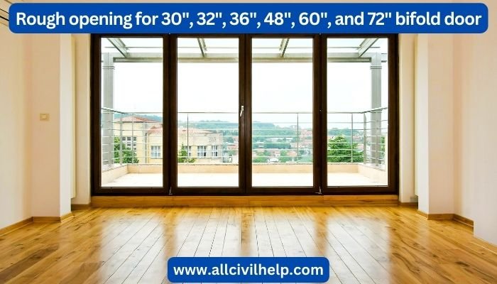Rough opening for 30, 32, 36, 48, 60, and 72 bifold door