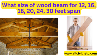 What size of wood beam for 12, 16, 18, 20, 24, 30 feet span