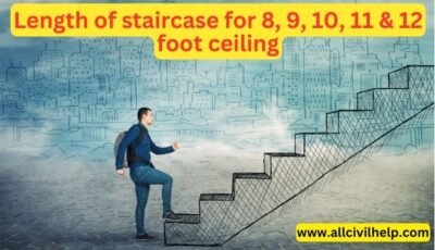 Length of staircase for 8, 9, 10, 11 & 12 foot ceiling